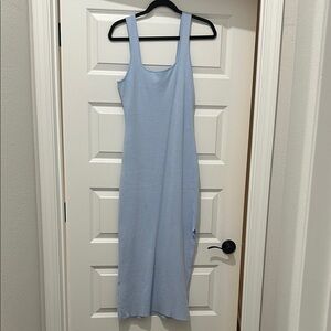 Elegant Light Blue Sleeveless knit Dress